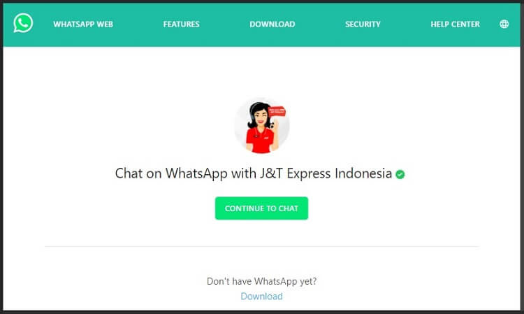Tampilan Whatsapp J&t Official
