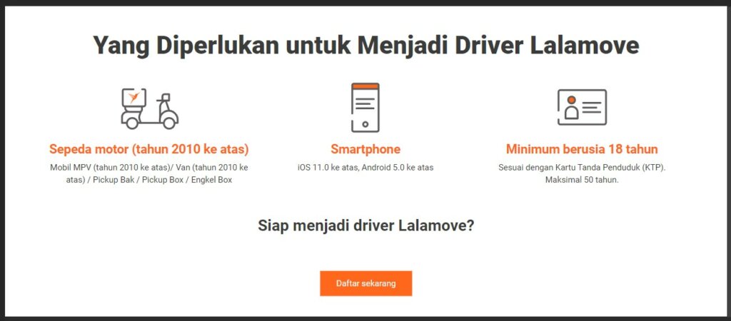 Syarat Driver Lalamove