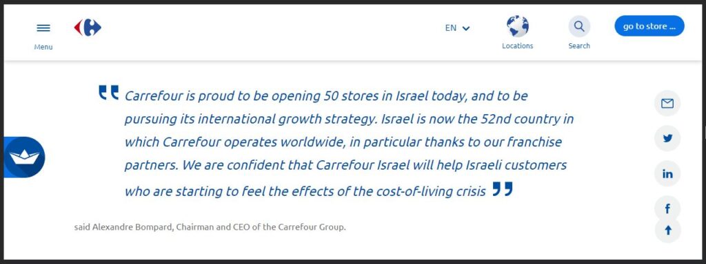 Carrefour And Support For Israelis